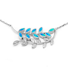 Srebrny Naszyjnik Liście z Niebieskim Opalem