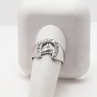 Srebrna Obrączka Koń Wysadzana Białymi Cyrkoniami