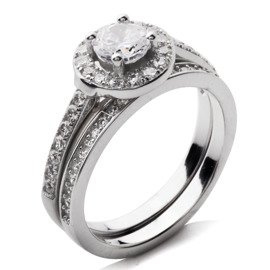 Podwójny Pierścionek Srebrny z Białymi Kamieniami