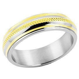 Obrączka ze Złotymi Ozdobami Stal Chirurgiczna