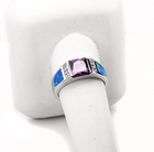 Pierścionek Srebrny z Opalem i Fioletową Cyrkonią