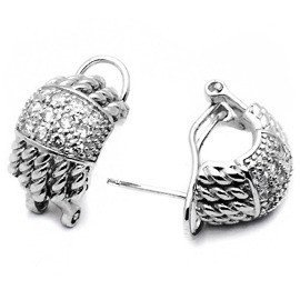 Kolczyki Srebrne Wysadzane Białymi Cyrkoniami