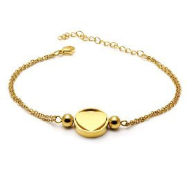 Złota Bransoletka Serce w Kółku Stal Szlachetna