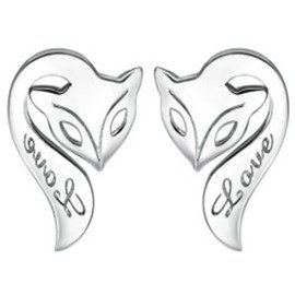 Srebrne Kolczyki w Kształcie Liska Grawer Love