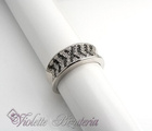 Pierścionek Srebrny Białe i Czarne Cyrkonie