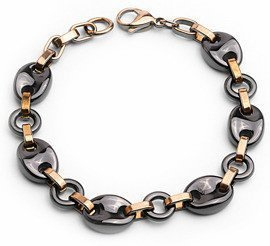 Bransoletka z Czarną Ceramiką i Stal Szlachetna