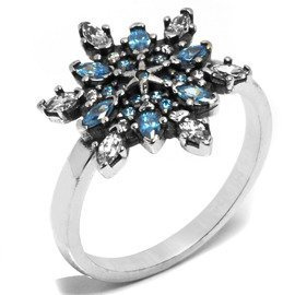Srebrny Pierścionek z Błękitnymi Cyrkoniami