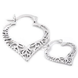 Kolczyki Srebrne Serca Ażurowe Rodowane