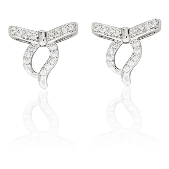 Srebrne Kolczyki Kokardki z Cyrkoniami