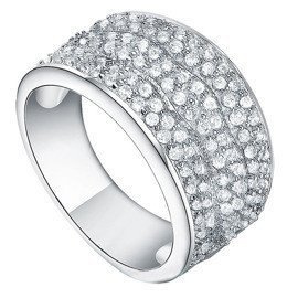 Szeroka Obrączka Srebrna Wysadzana Cyrkoniami