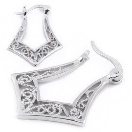 Srebrne Kolczyki Rodowane Ażurowe