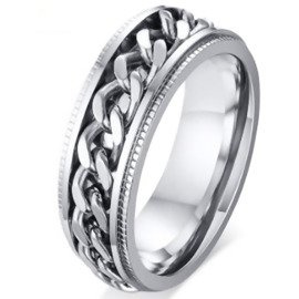 Obrączka ze Stali Szlachetnej z Motywem Łańcuszka