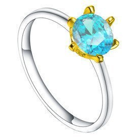 Pierścionek Srebrny z Okrągłą Błękitną Cyrkonią