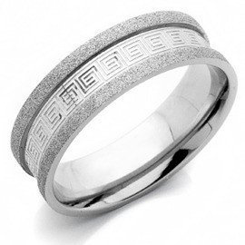 Obrączka z Elementami Piaskowanymi Stal Szlachetna