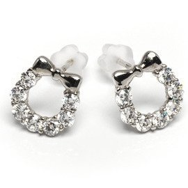 Kolczyki Srebrne w Kształcie Podkowy z Kokardką