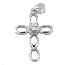Srebrna Zawieszka Krzyżyk z Cyrkonią