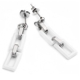 Kolczyki z Białą Ceramiką Stal Chirurgiczna
