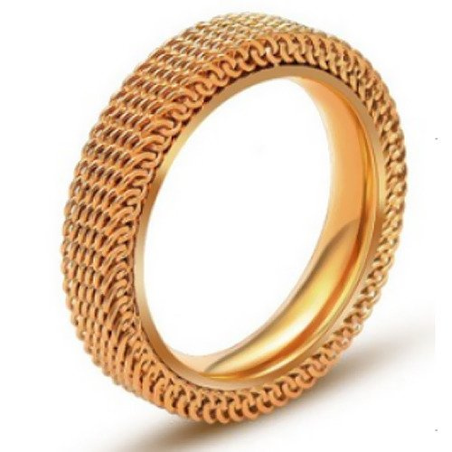 Pleciona Złota Obrączka ze Stali Szlachetnej