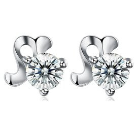 Srebrne Kolczyki z Serduszkiem i Cyrkonią