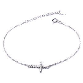 Bransoletka Srebrna Krzyżyk z Cyrkoniami