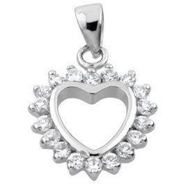 Zawieszka Srebrna Serduszko Białe Cyrkonie