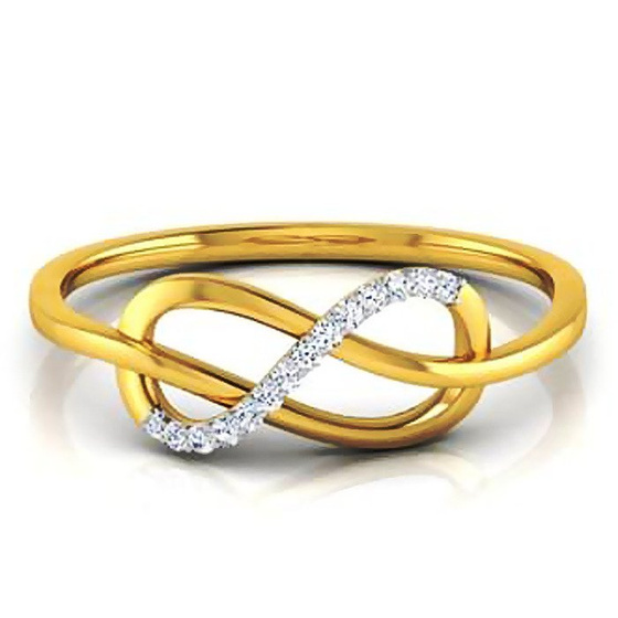 Złoty Pierścionek 585 z Brylantami Nieskończoność