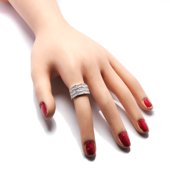 Szeroka Obrączka Srebrna Wysadzana Cyrkoniami