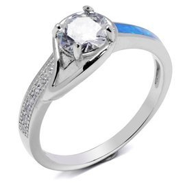 Srebrny Pierścionek z Opalem i Cyrkonią