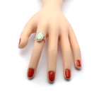 Pierścionek Srebrny z Białym Opalem i Cyrkoniami