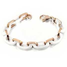 Różowo Złota Bransoletka ze Stali i Ceramiki