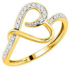 Złoty Pierścionek Zaręczynowy Serce z Brylantami