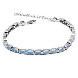Srebrna Bransoletka z Błękitnym Opalem