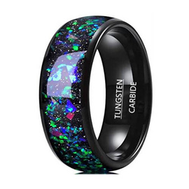 Czarna Obrączka z Wolframu z Kolorową Aplikacją