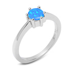 Srebrny Pierścionek z Okrągłym Niebieskim Opalem
