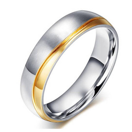 Obrączka ze Stali Szlachetnej z Złotymi Wstawkami