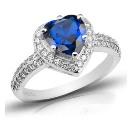 Pierścionek Srebrny z Szafirowym Sercem