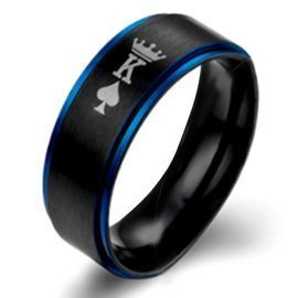 Obrączka ze Stali Szlachetnej Król Pik