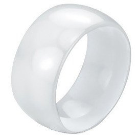 Szeroka Obrączka Ceramiczna w Kolorze Białym