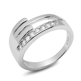 Srebrny Pierścionek Obrączka z Cyrkoniami