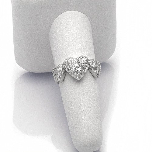 Pierścionek Srebrny Trzy Serca z Mikro Cyrkoniami