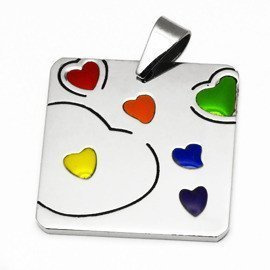 Zawieszka Kolorowe Serduszka ze Stali Szlachetnej