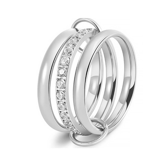 Pierścionek Trzy Obrączki z Cyrkoniami