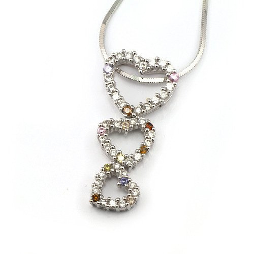 Zawieszka Srebrna Trzy Serca z Cyrkoniami 5827