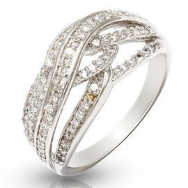 Srebrny Pierścionek Przeplataniec z Cyrkoniami