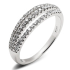 Pierścionek Srebrny Trzy Rzędy Białych Cyrkoni
