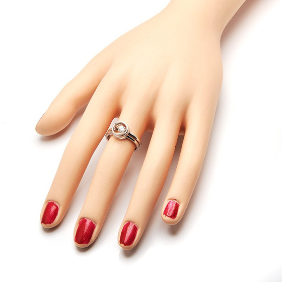 Podwójny Pierścionek Srebrny Brylantowa Cyrkonia