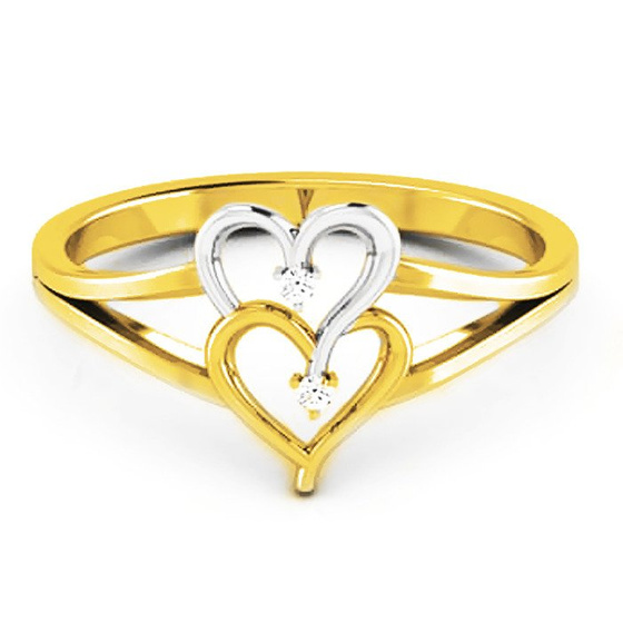 Pierścionek Złoty Dwa Serca Dla Zakochanych