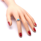 Srebrny Pierścionek Niebieskie Serce z Rękami