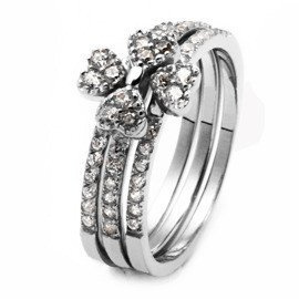 Potrójny Pierścionek Srebrny Koniczynka