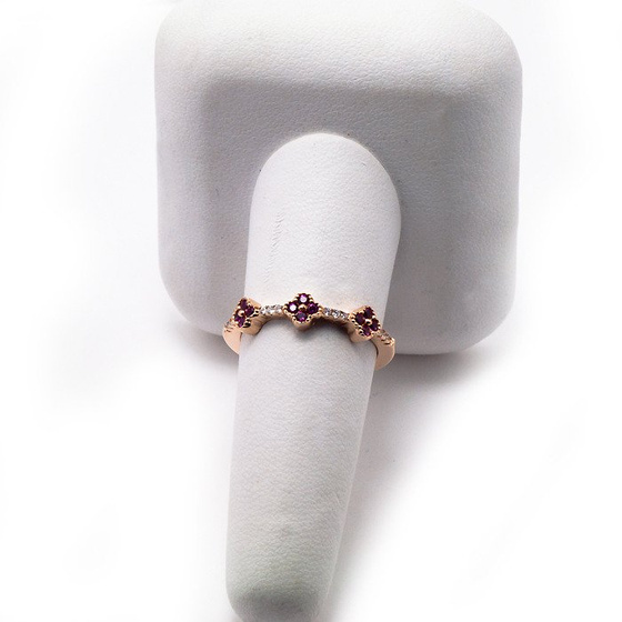 Złoty Pierścionek Srebrny z Rubinowymi Cyrkoniami